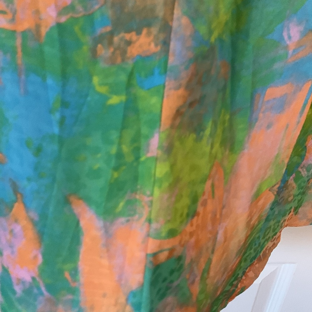 Women’s Current Air Margot Top Blouse Fluttering Sleeve Multicolored V-Neck Sz S - Picture 7 of 8